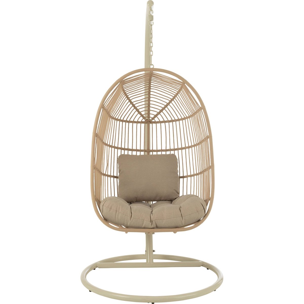 Fauteuil suspendu ovale en corde et acier beige naturel chaleureux, RECOLLECTION