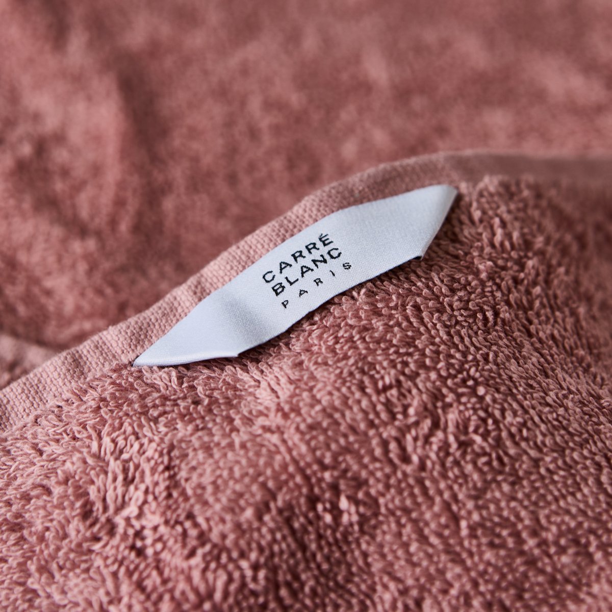 Drap de bain ORIGINE vieux rose, CARRE BLANC