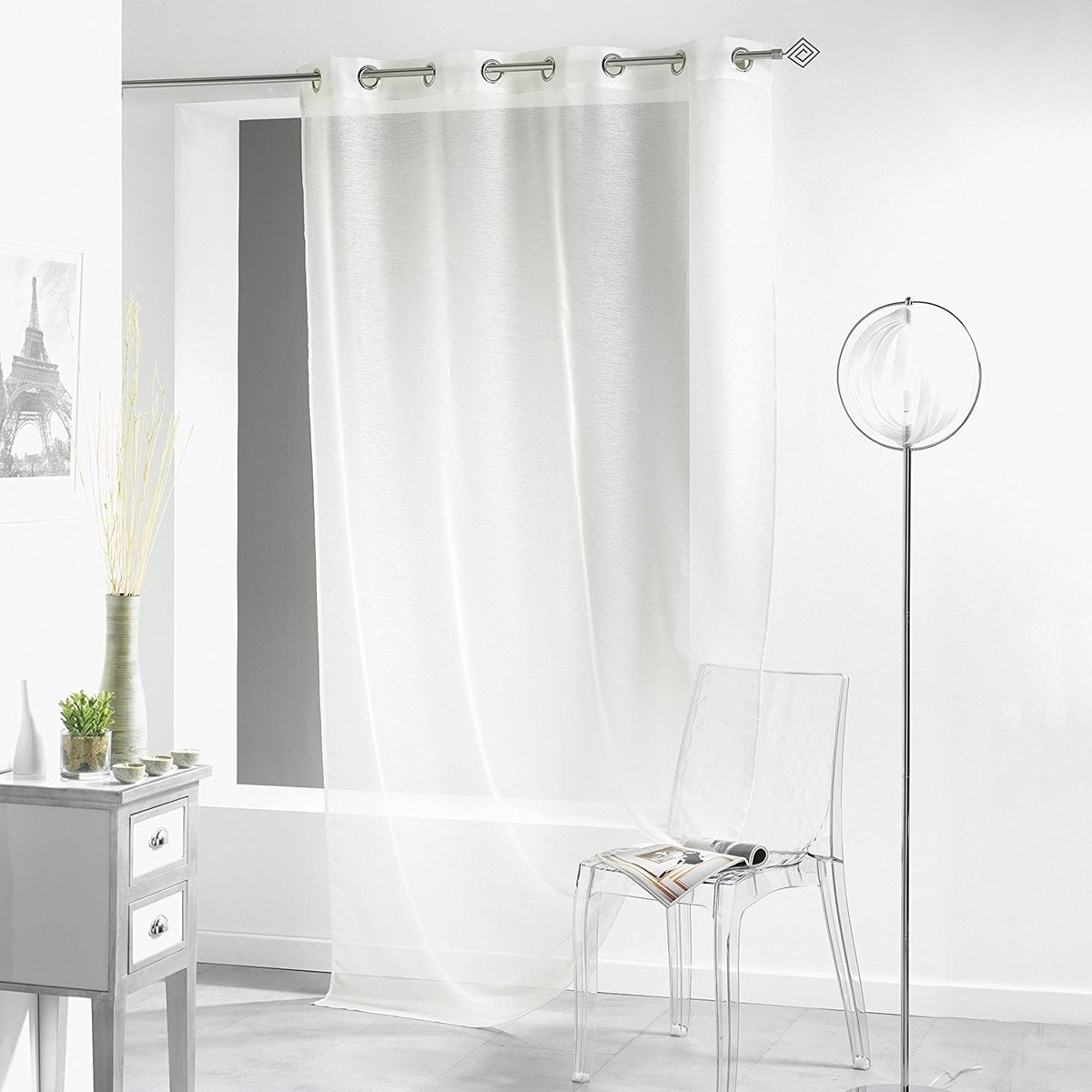 Voilage sable a oeillets Lissea naturel, EDEN