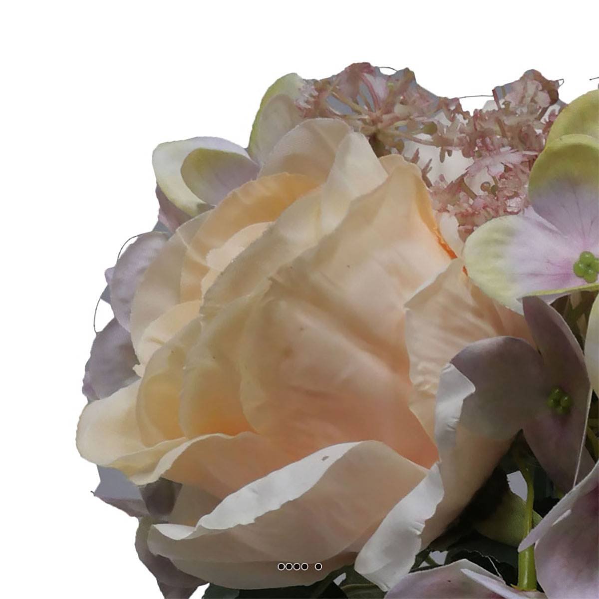 Bouquet de fausses roses et hortensias H 30 blanc-vert, ARTIFICIELLES