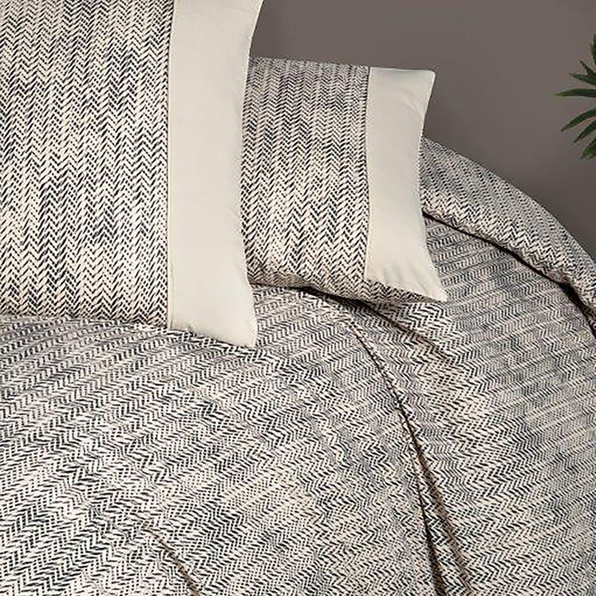 Parure housse de couette 100% coton imprimé "effect gris" multicolore, C DESIGN HOME TEXTILE