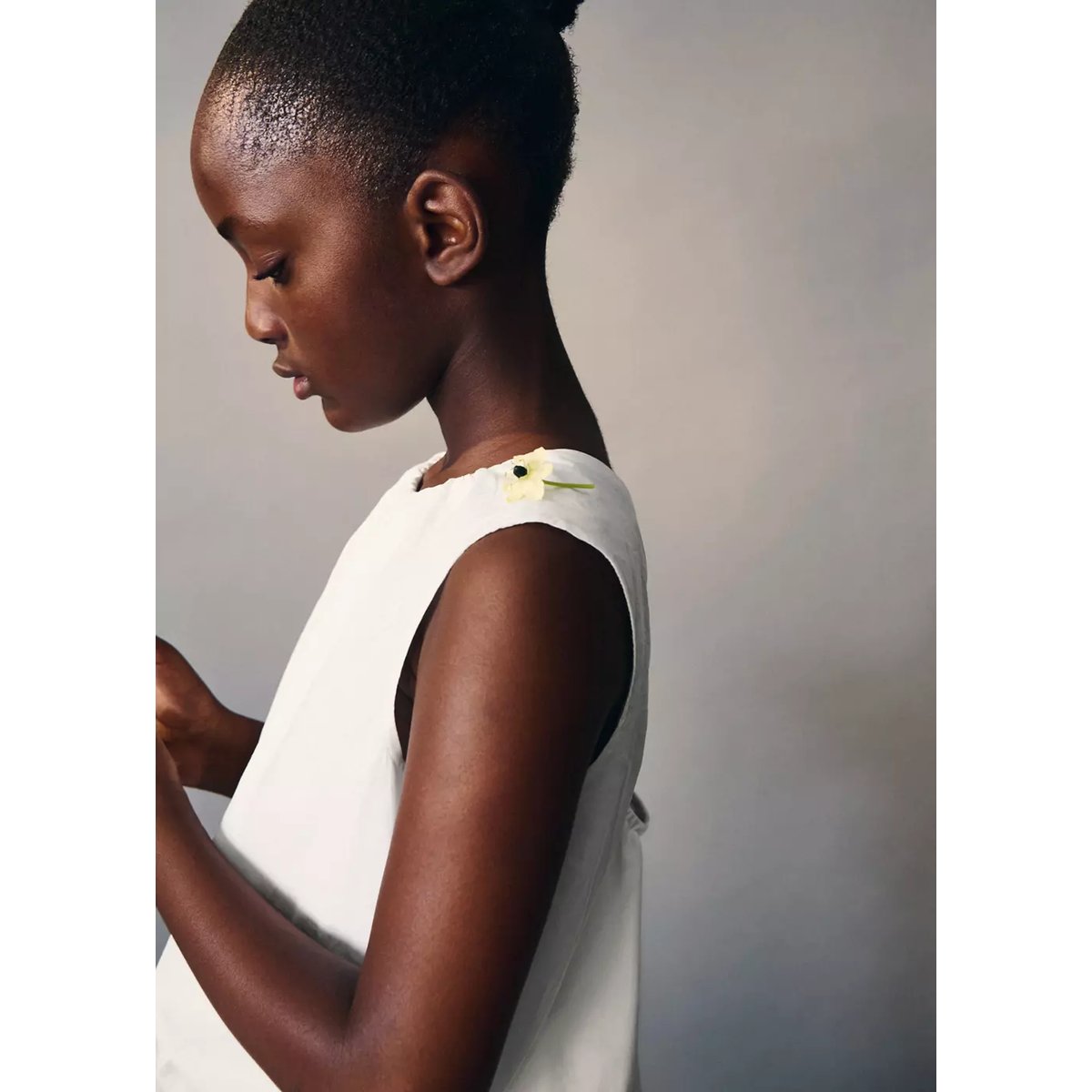 Blouse en coton ouverture au dos blanc, MANGO KIDS