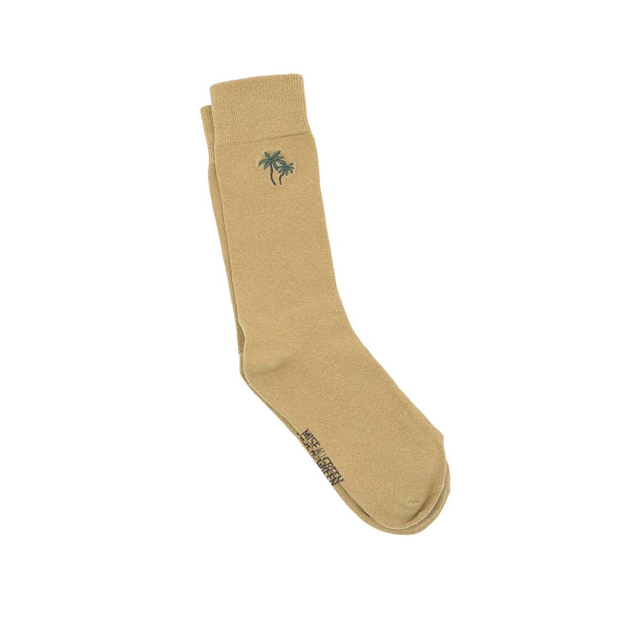 Chaussettes broderie palmier camel, MISE AU GREEN