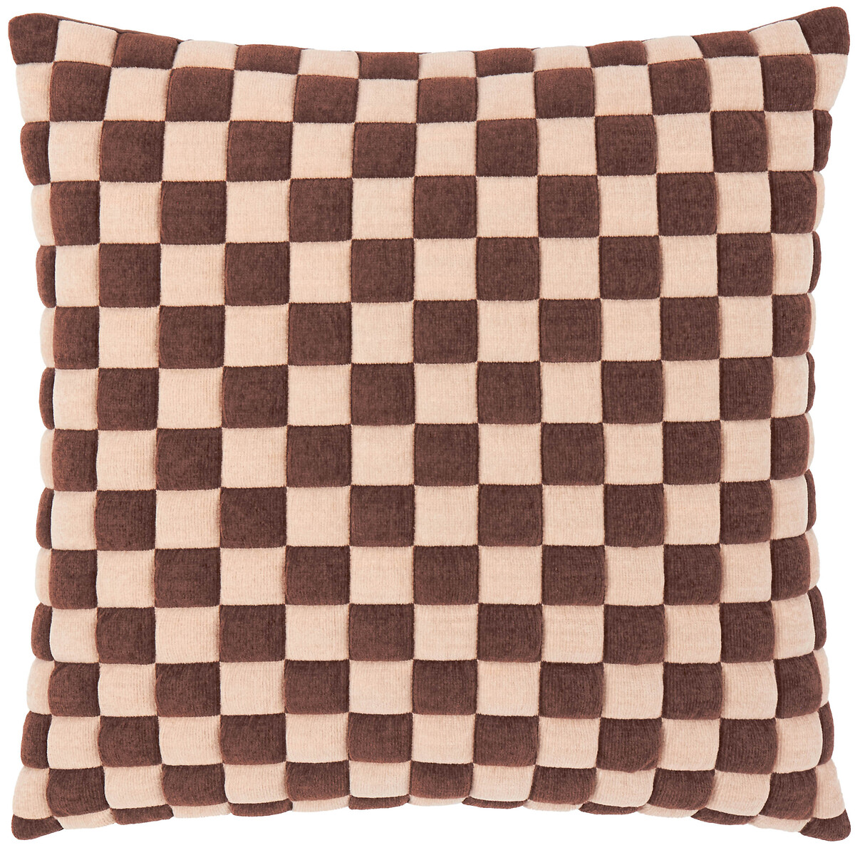 Softie Checkerboard Quilted Cushion chocolate, FURN.