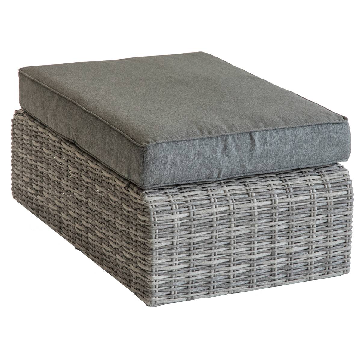 Pouf de jardin en résine tressée MOORÉA gris, HESPERIDE