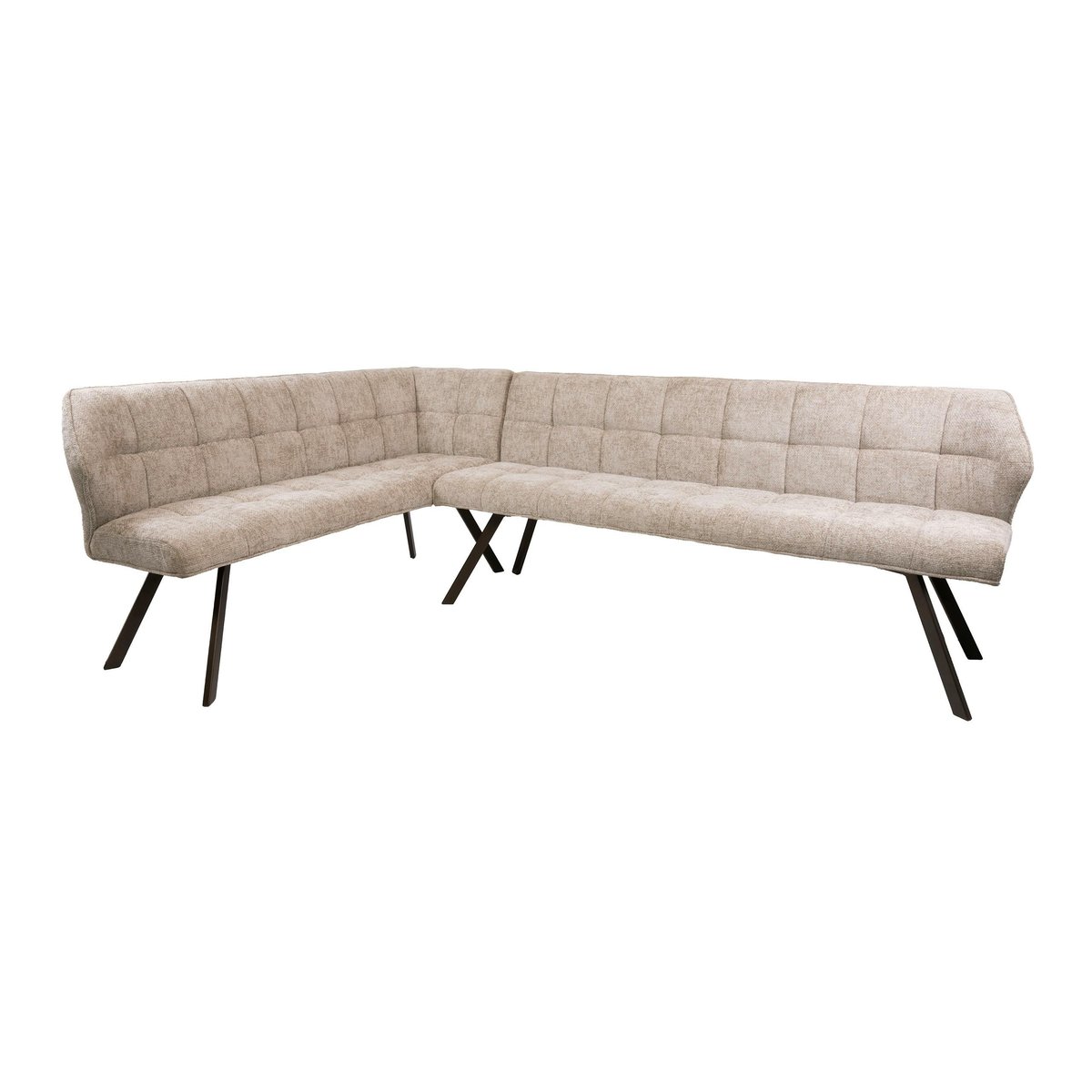 Banc de table tissu doux sable, angle gauche MELBOURNE beige, PIER IMPORT