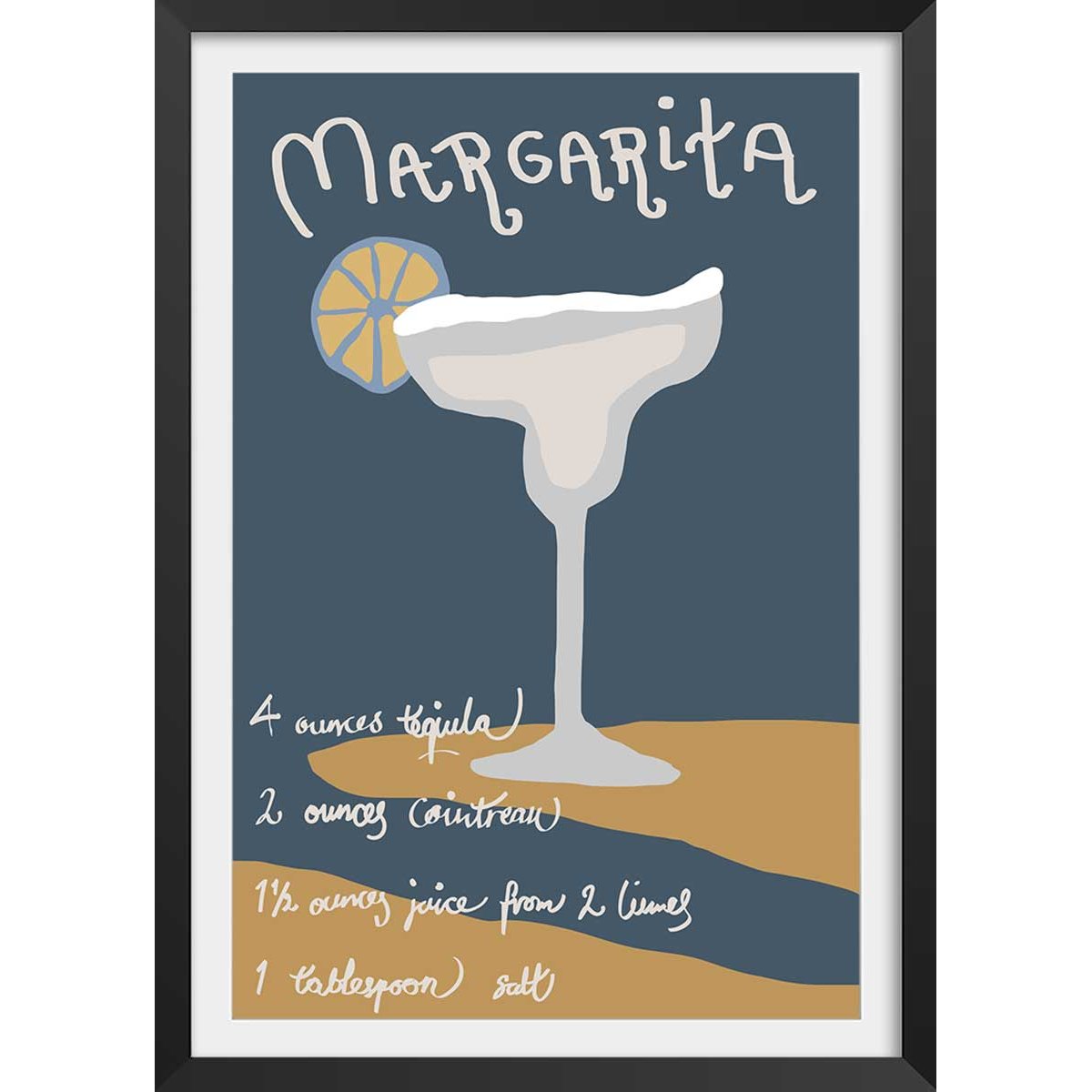 Affiche pause margarita affiche + cadre en bois - noir, HEXOA