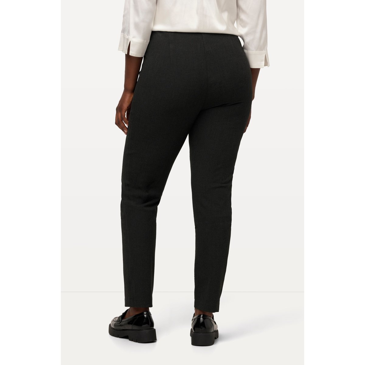 Pantalon avec surpiqûre sur le côté chiné gris foncé, ULLA POPKEN