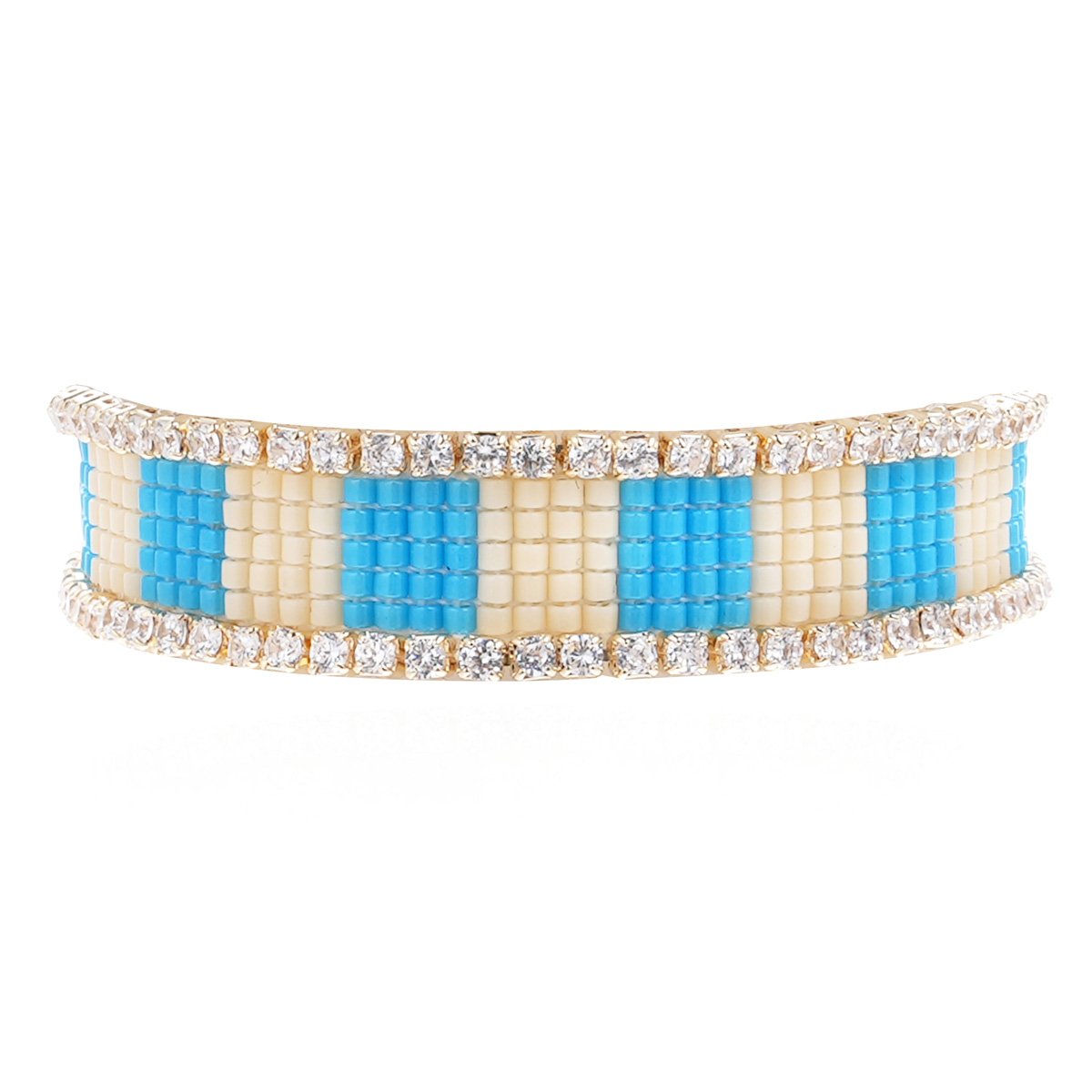 Bracelet reglable perles tissées colorées SAFIE bleu, HIPANEMA