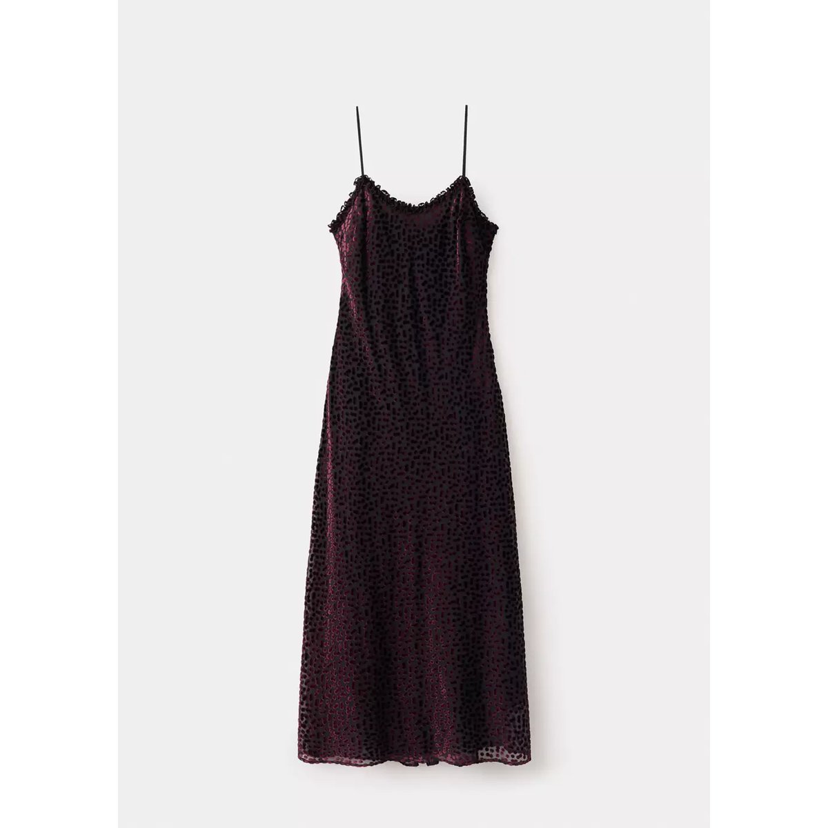 Robe à pois en dévoré noir, MANGO