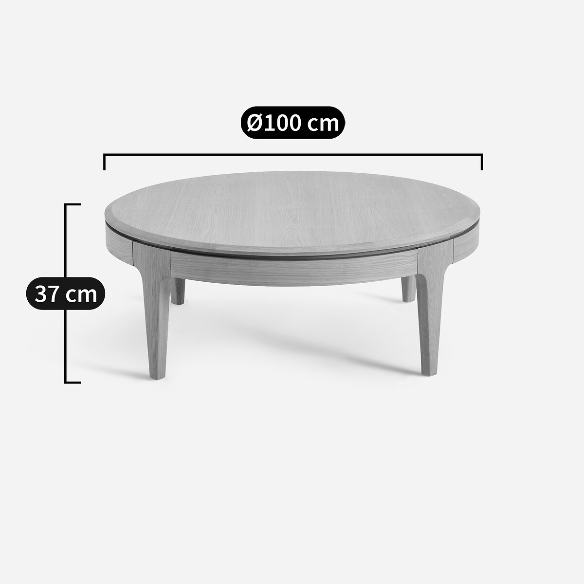 Sanara Solid/Veneer Oak Round Coffee Table with 2 Drawers natural oak, AM.PM
