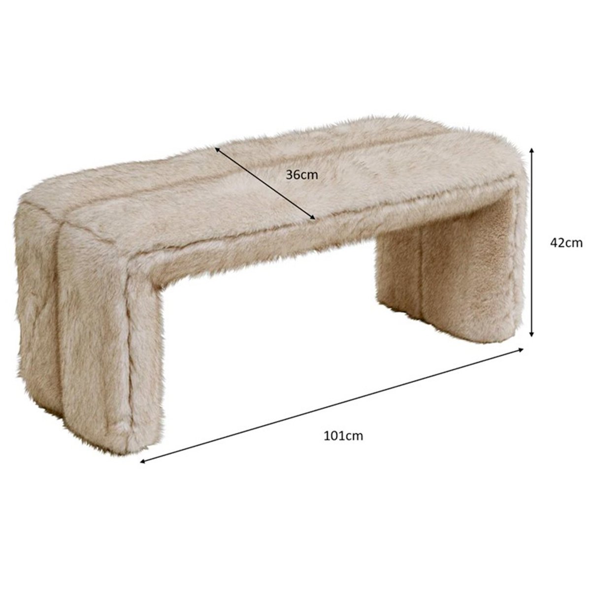 Banc en polyester poils longs, LILJA beige, KARE DESIGN