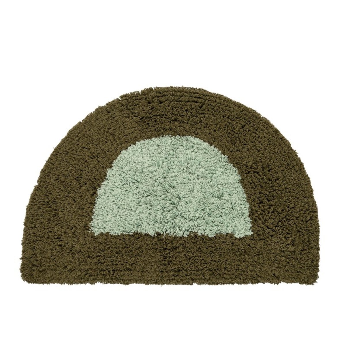 Tapis de bain demi-lune tufté coton vert, MADAM STOLTZ