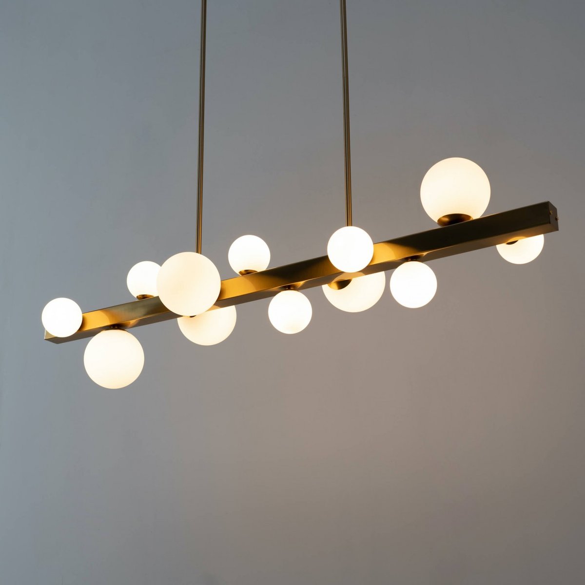 Somptueuse suspension en inox et verre - OROMIA doré / laiton, KOSILUM
