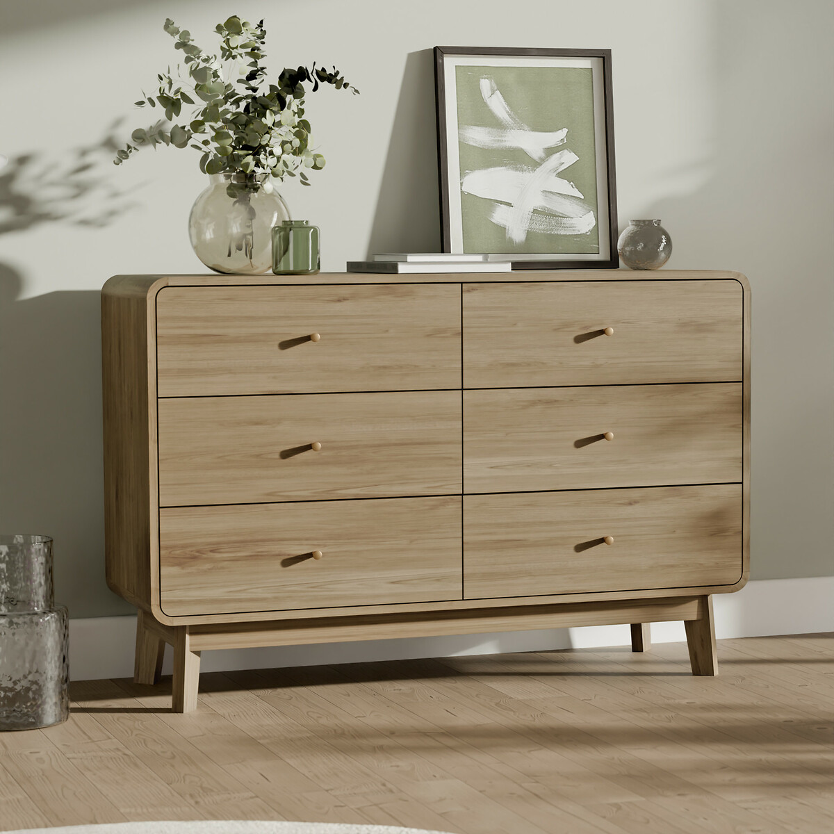Seluna Retro Oak 6 Drawer Dresser natural oak, SO'HOME
