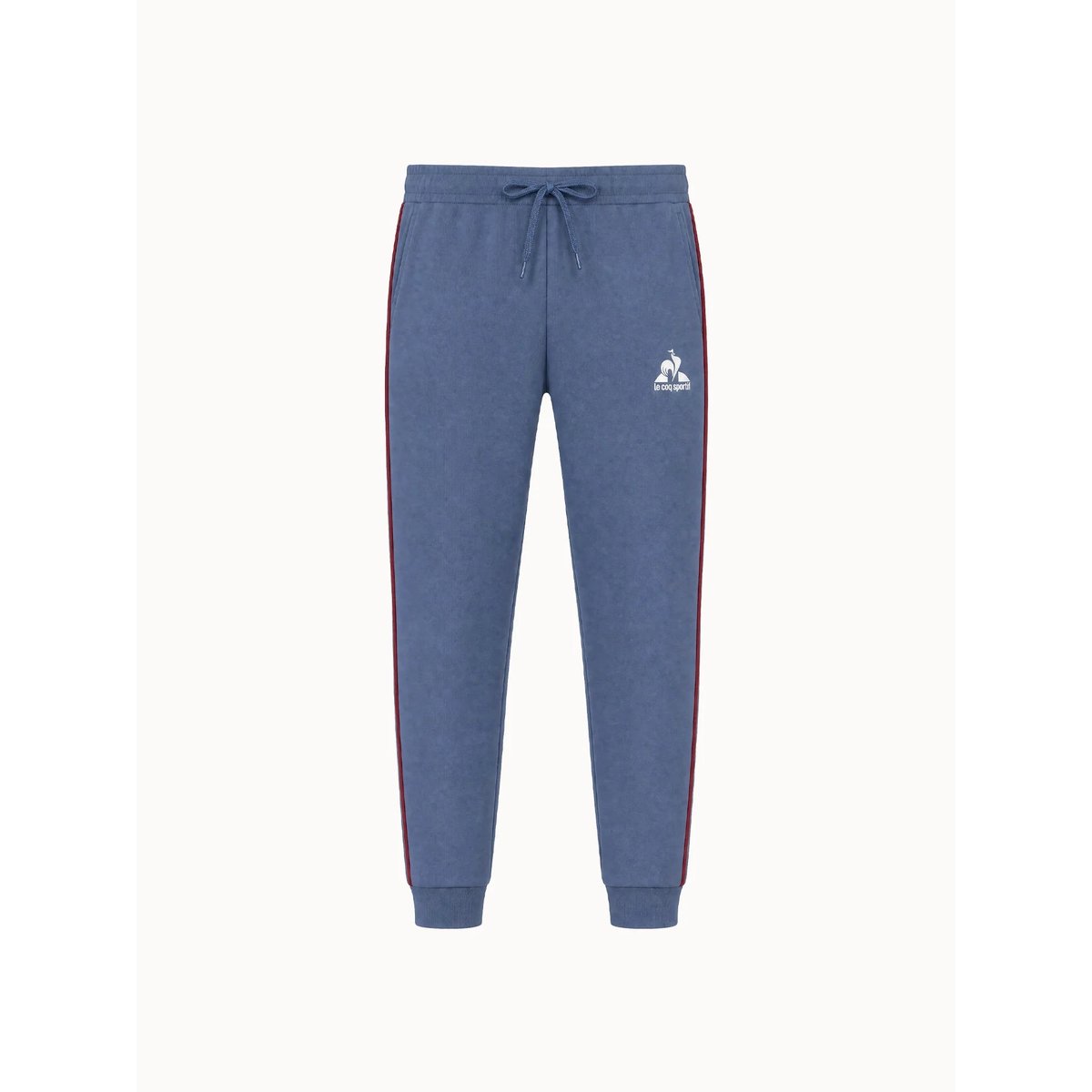 Pantalon en molleton léger avec bandes côtés contrastées Tricolores blue horizon, LE COQ SPORTIF
