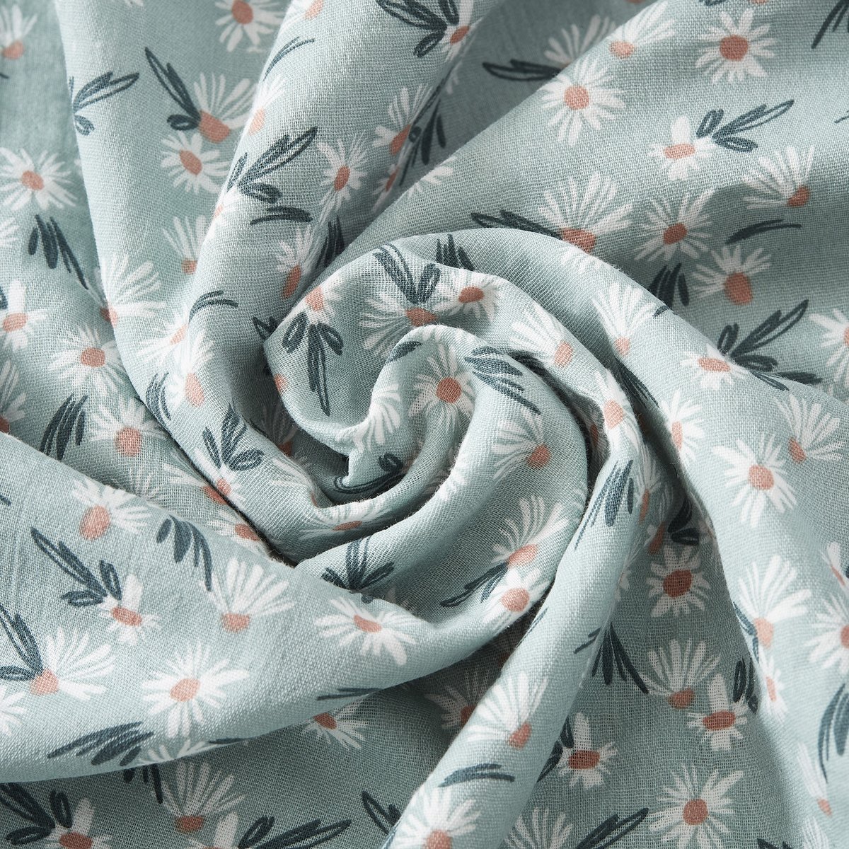 Housse de couette Gaze Coton Marguerite bleu, EDEN