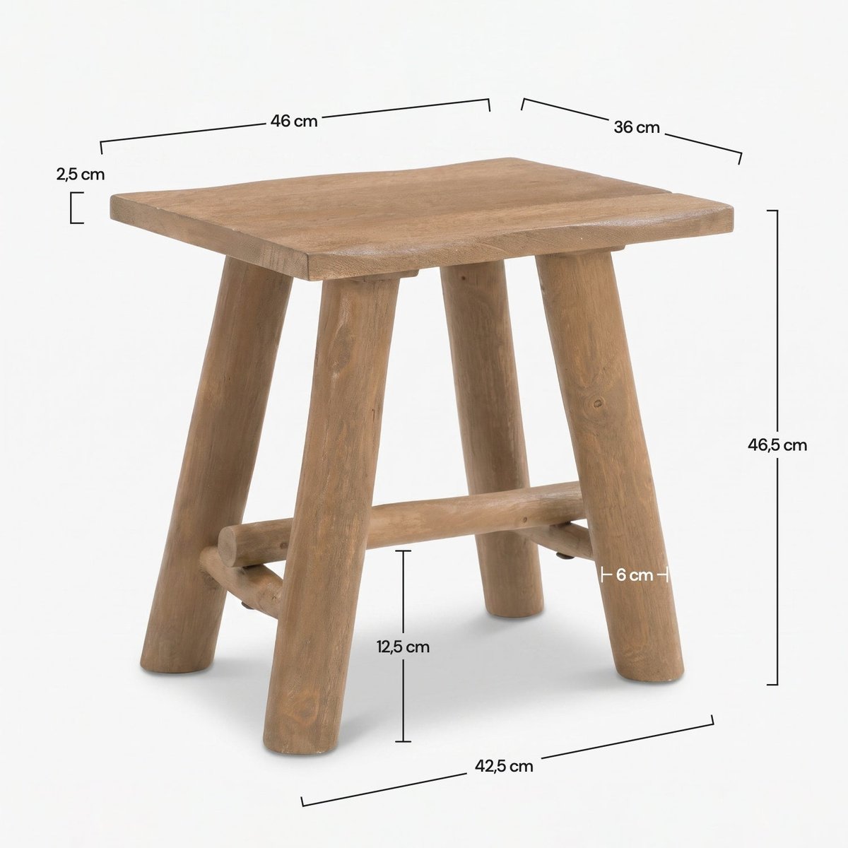 Tabouret en bois de manguier massif 46 cm, pieds en eucalyptus - TOXIS marron, MAISON PAVANE
