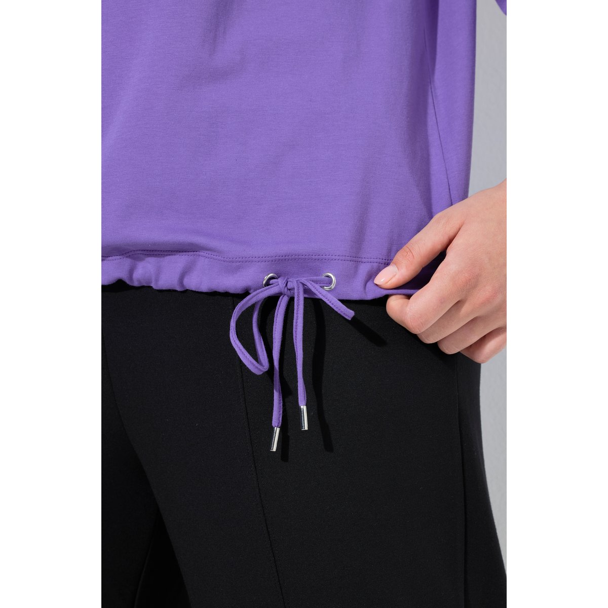 T-shirt col rond et manches 3/4 violet, ULLA POPKEN