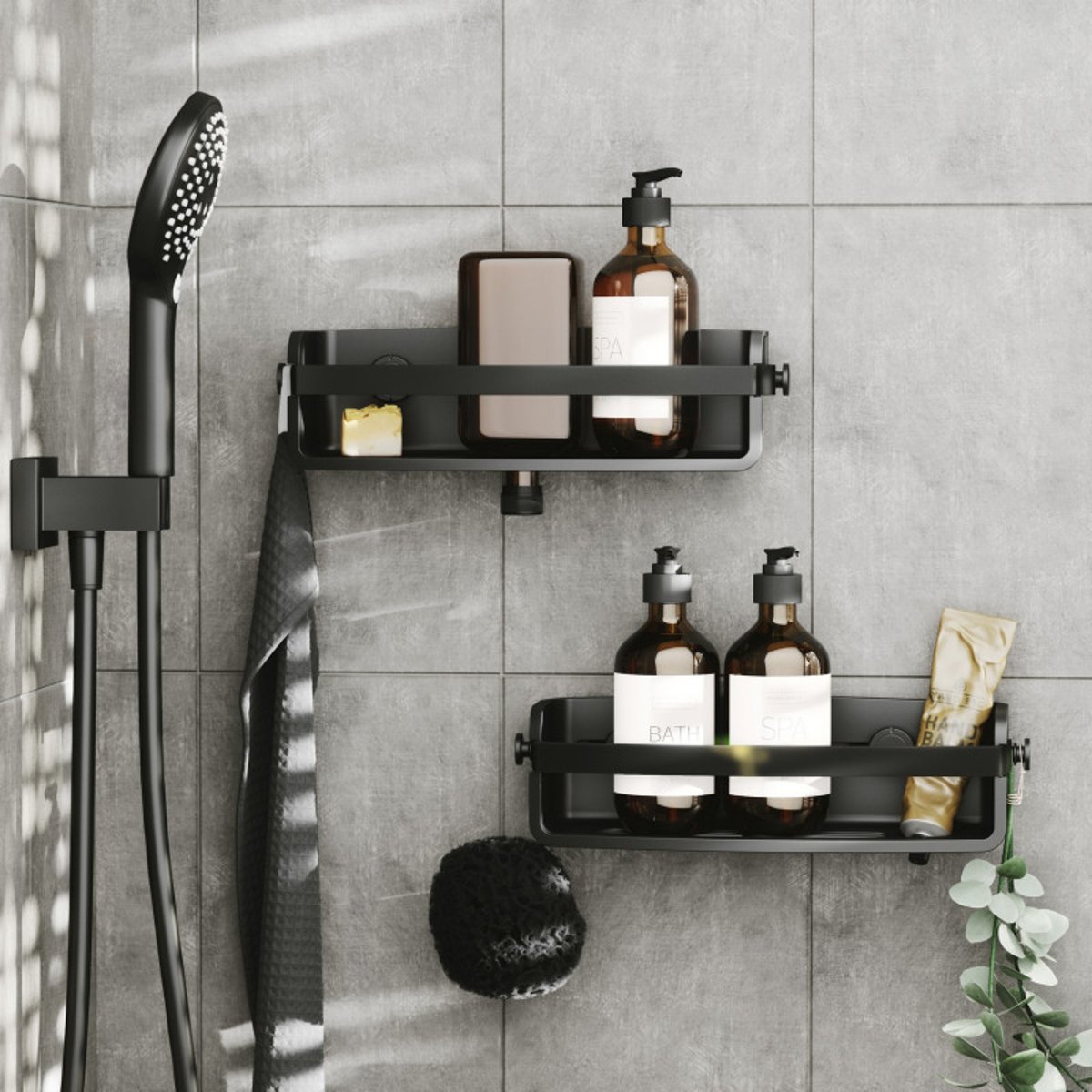 Panier de douche adhésif Flex noir, UMBRA