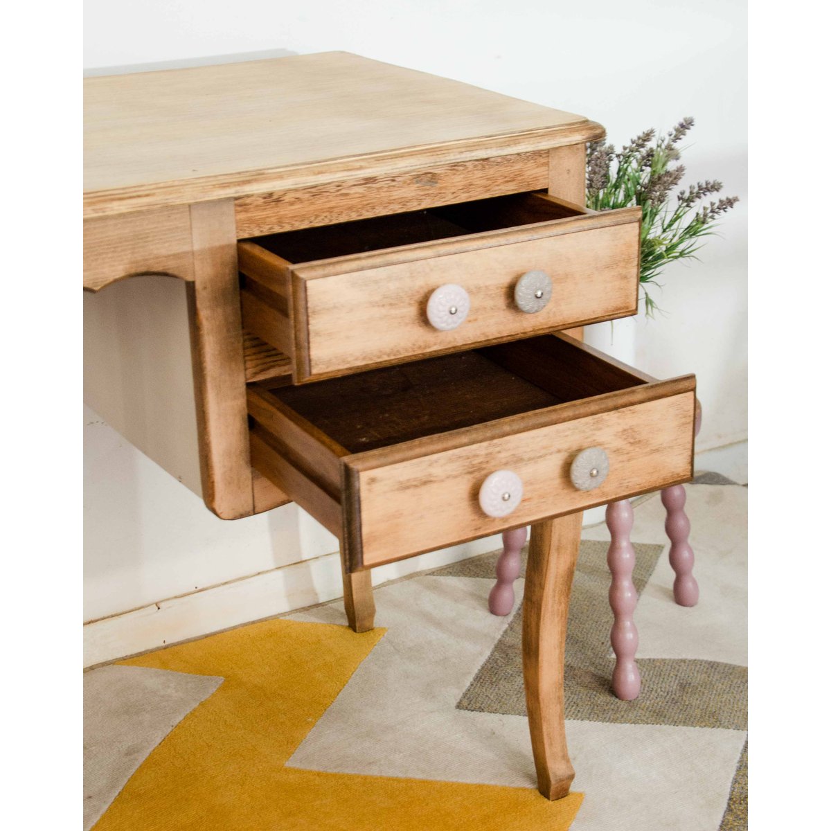 Bureau en chêne Edouard N°1058 - Bon état bois clair, DEBONGOUT