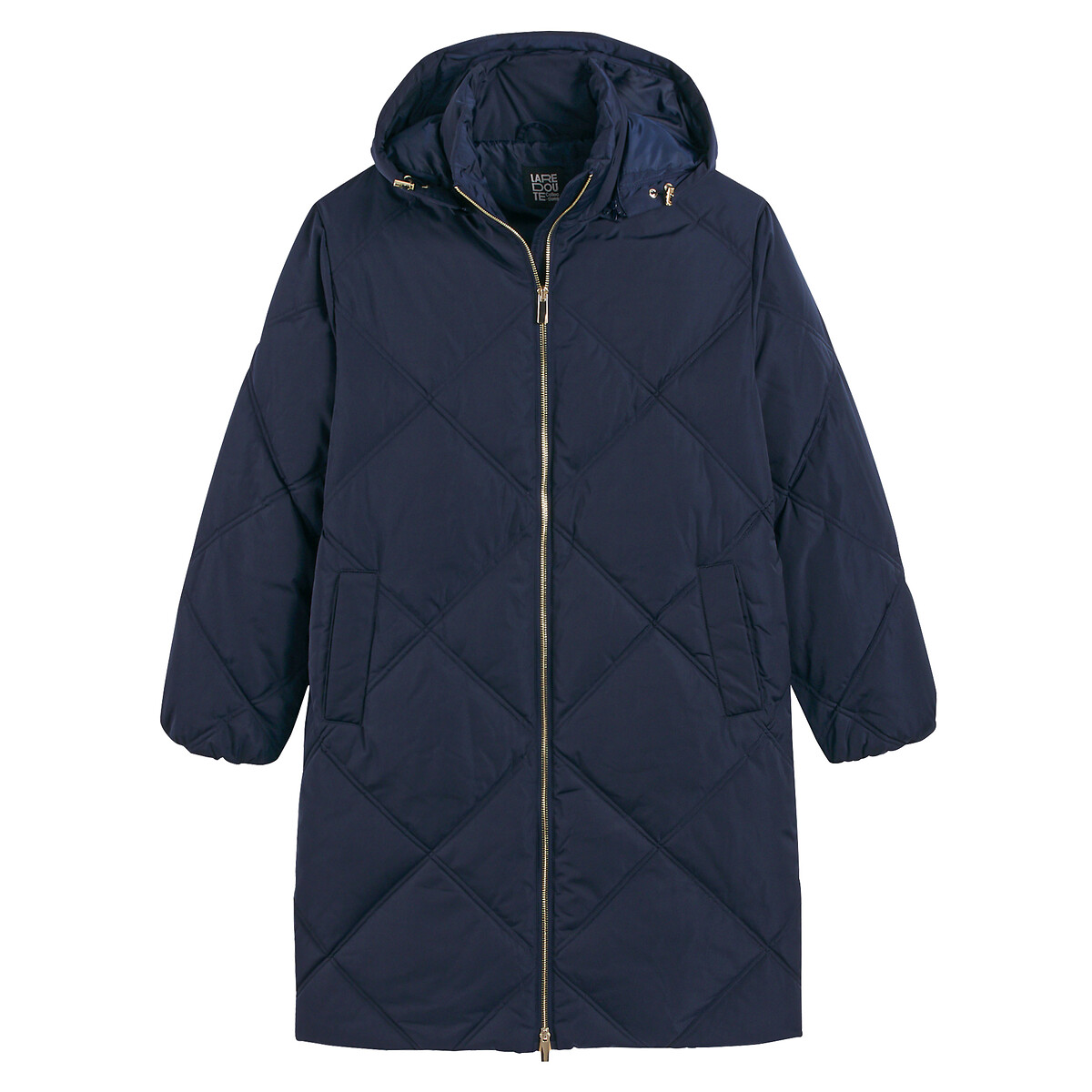 Mid-Length Padded Jacket with Removable Hood navy blue, LA REDOUTE COLLECTIONS