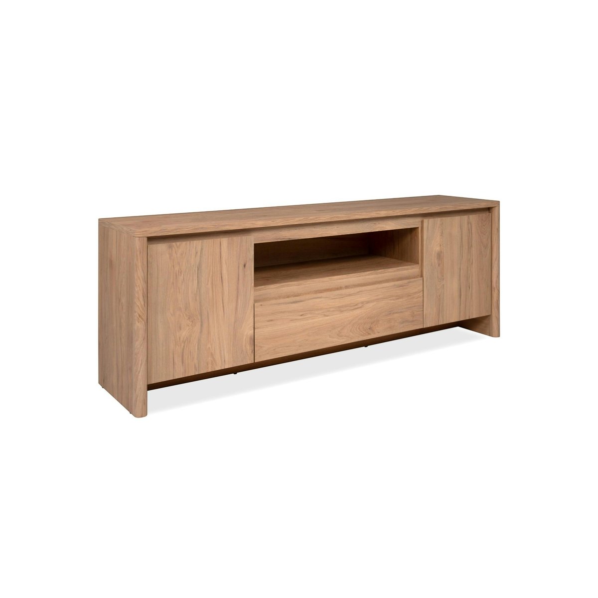 Meuble TV effet bois 2 portes 1 tiroir ALVA bois naturel, PIER IMPORT