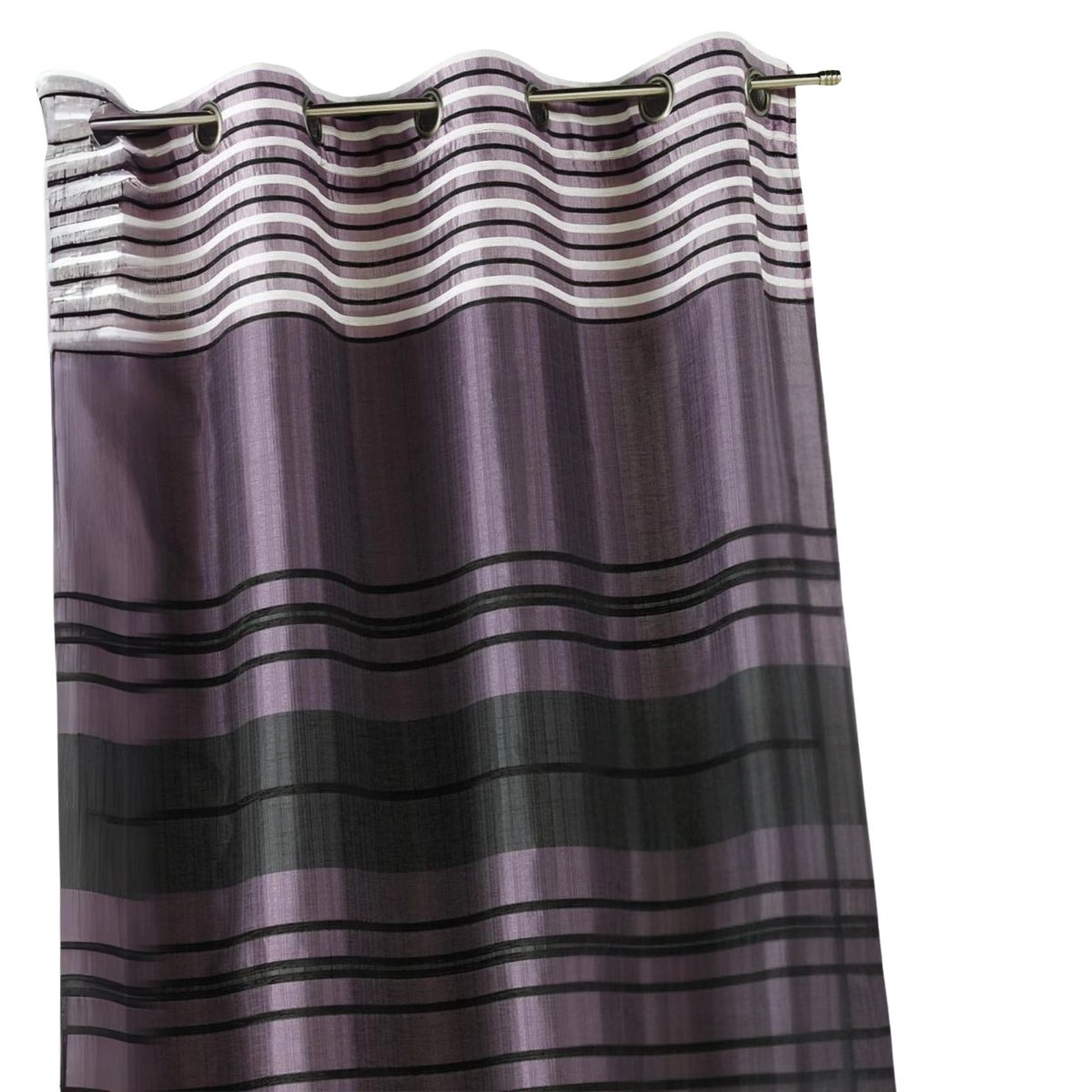 Rideau shantung rayure chenille prune, HOME MAISON