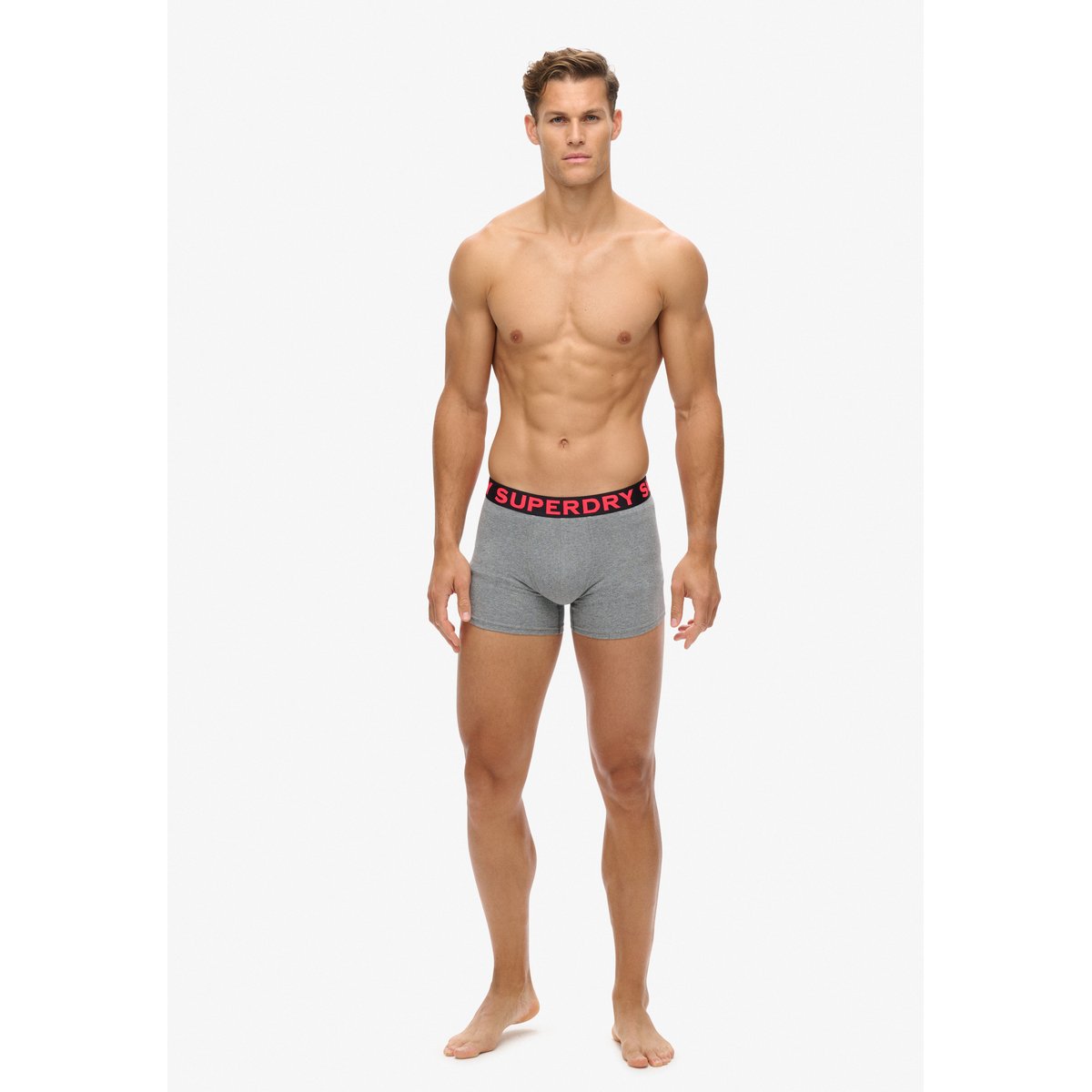 Lot de trois caleçons gris noos chiné, SUPERDRY