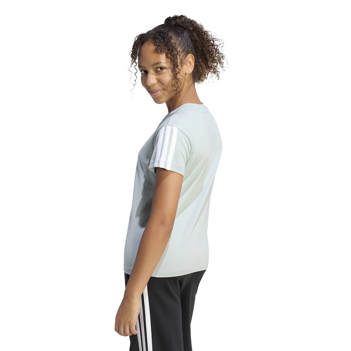 T-shirt a maniche corte 3 bande, ESSENTIALS grigio verde, ADIDAS SPORTSWEAR