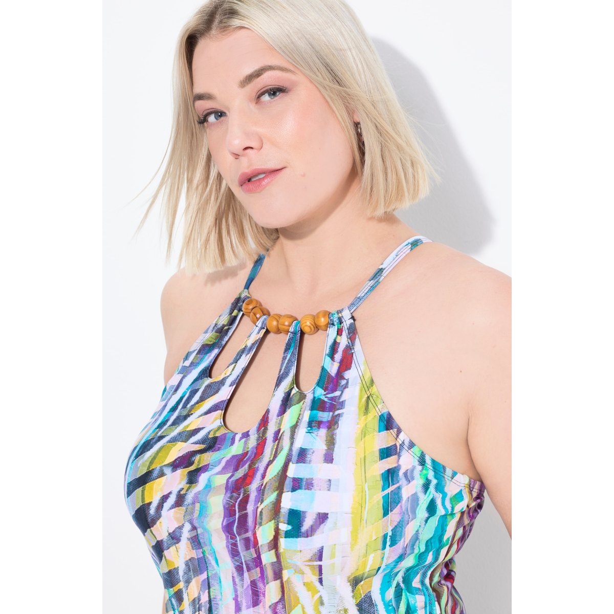 Tankini à bonnets souples. Rayures animales pin clair, ULLA POPKEN