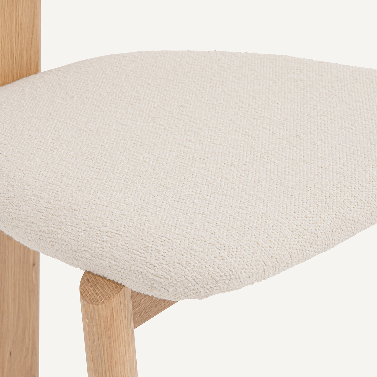 Chaise 3 pieds, en chêne, plaqué chêne et tissu bouclette, MARAIS chêne/craie, EMMANUEL GALLINA X AM.PM