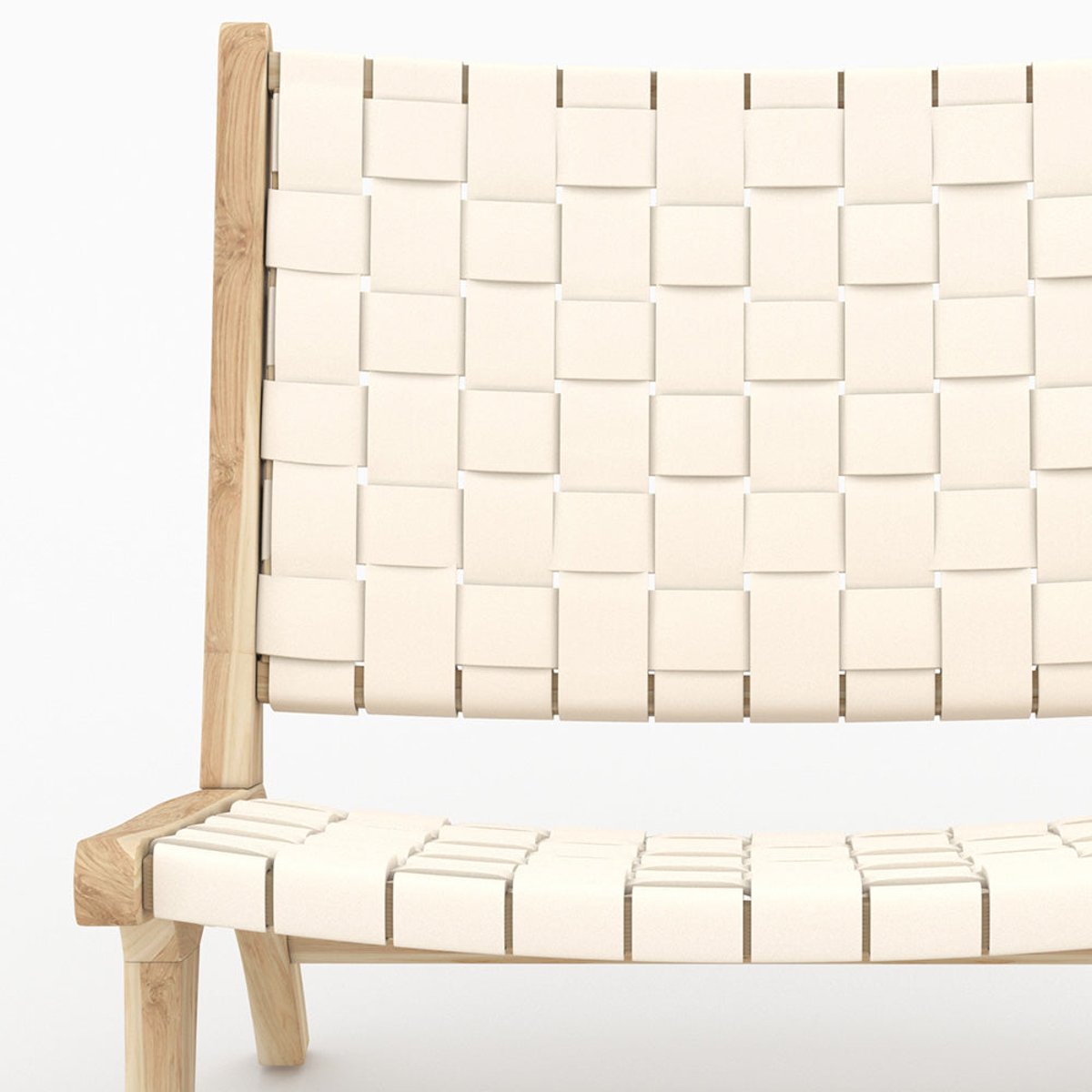 Fauteuil en teck et cuir - KUNA blanc, MAISON PAVANE
