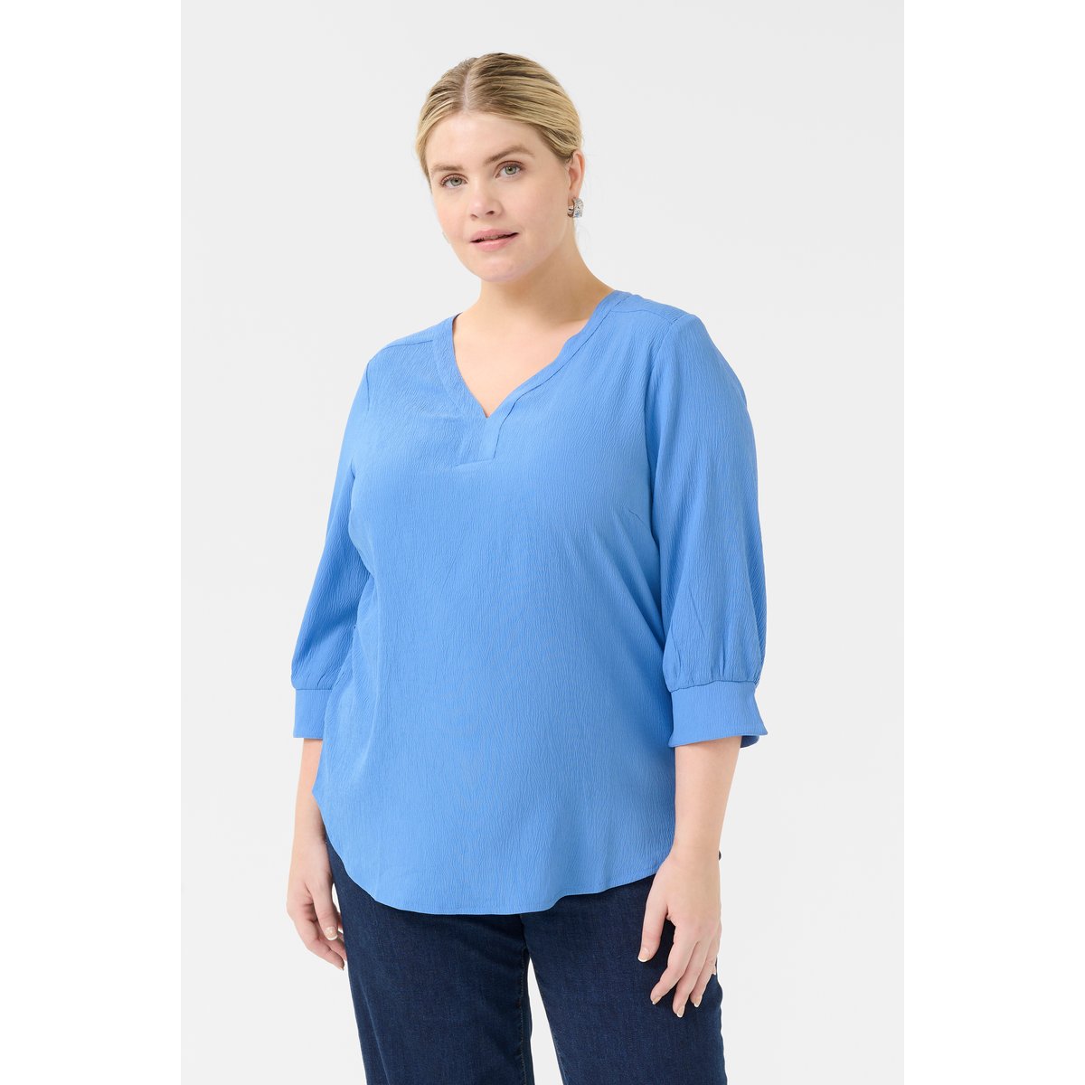 Blouse with long sleeve bleu ebb and flow, KAFFE CURVE