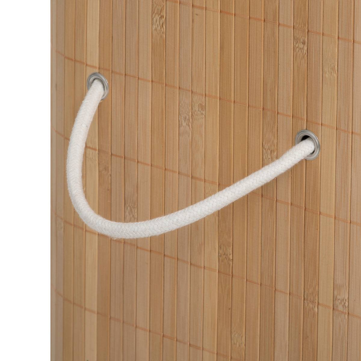 Panier à linge 100L double en bambou marron, 5FIVE SIMPLY SMART