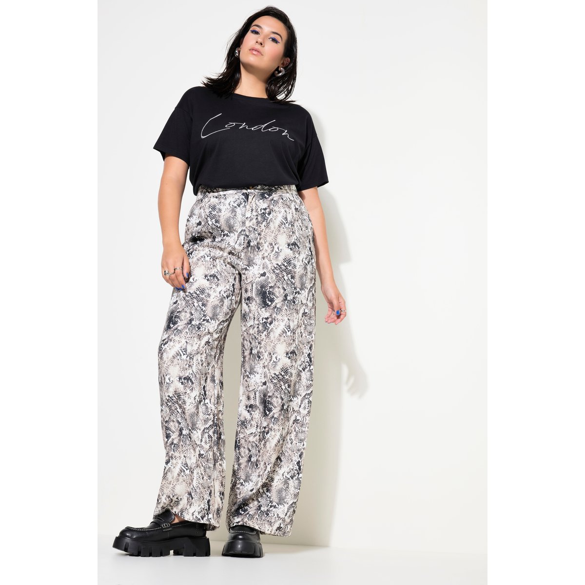 Pantalon à jambes larges et taille haute. nougat, STUDIO UNTOLD