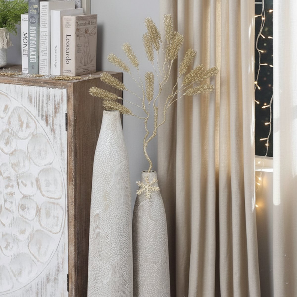 Branche de noël de pin pailletée artificielle H78 doré, SIA DECO