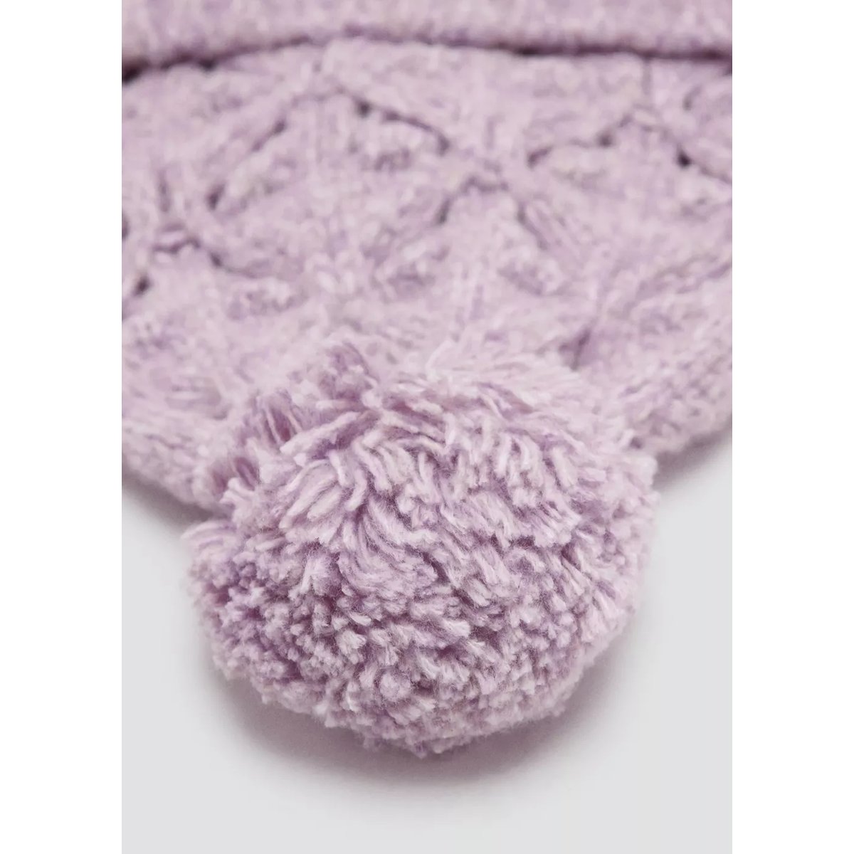 Bonnet maille torsadée pompon lilas, MANGO BABY