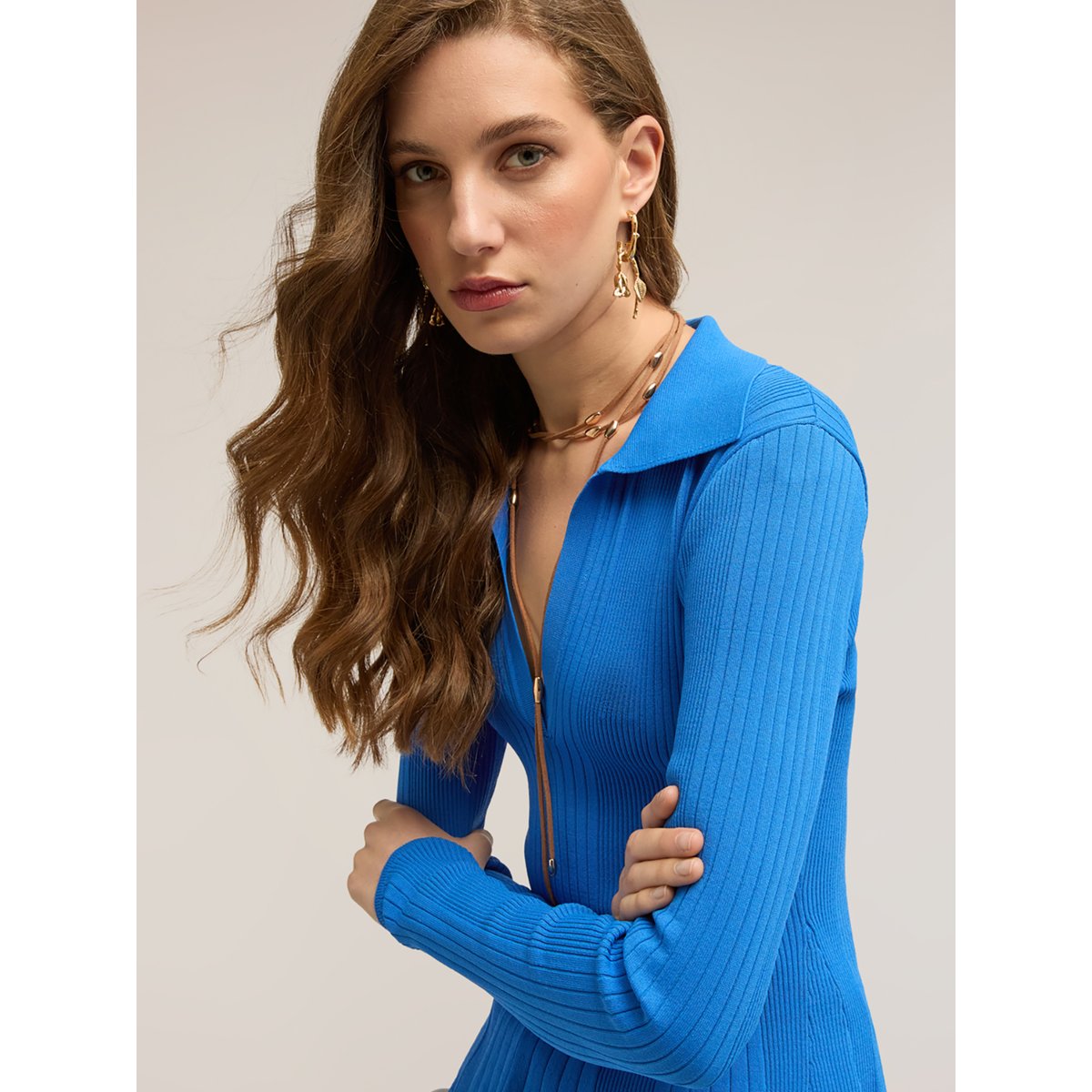 Pull à rayures avec péplum bleu marine, MOTIVI