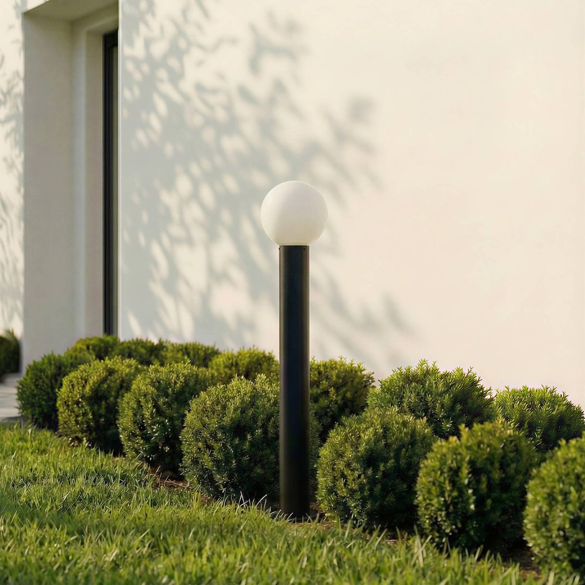 Luminaire extérieur en verre moderne, Dangan blanc, noir, LINDBY