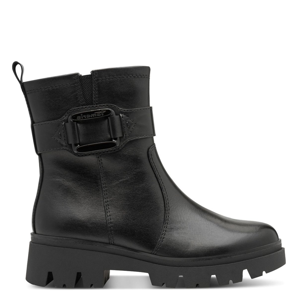 Bottine en cuir noir nappa, TAMARIS