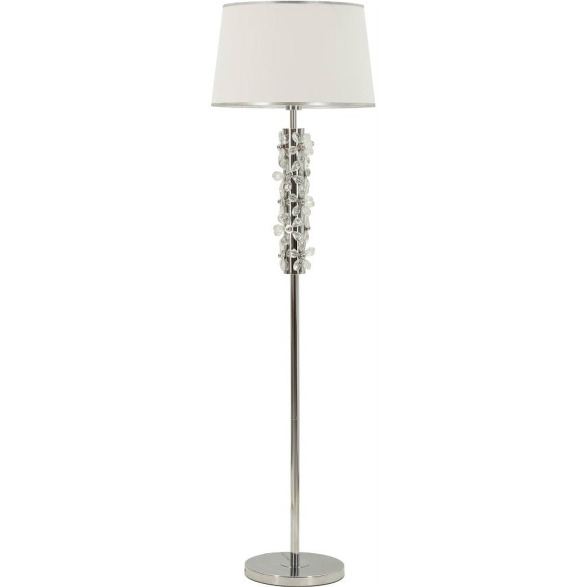 Lampadaire fleur en fer abat-jour GLAM argenté et blanc, RECOLLECTION
