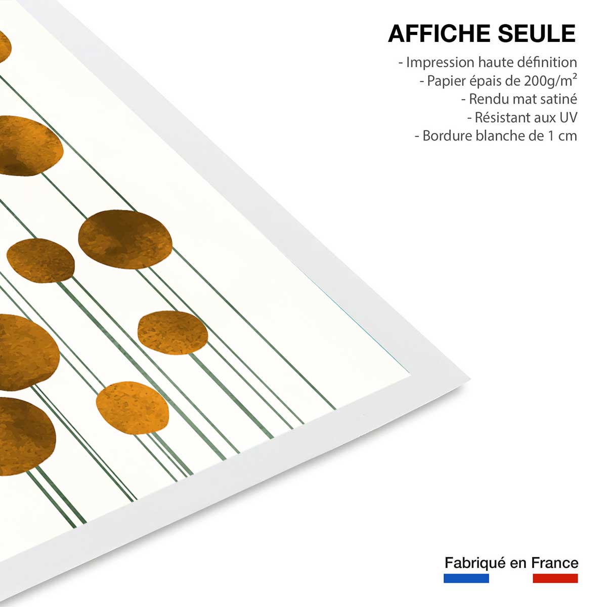 Affiche Fleurs d'eau dorées affiche seule, HEXOA