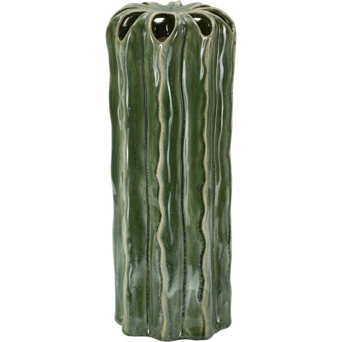 Vase cactus en céramique brillante MODERN vert brillant, RECOLLECTION