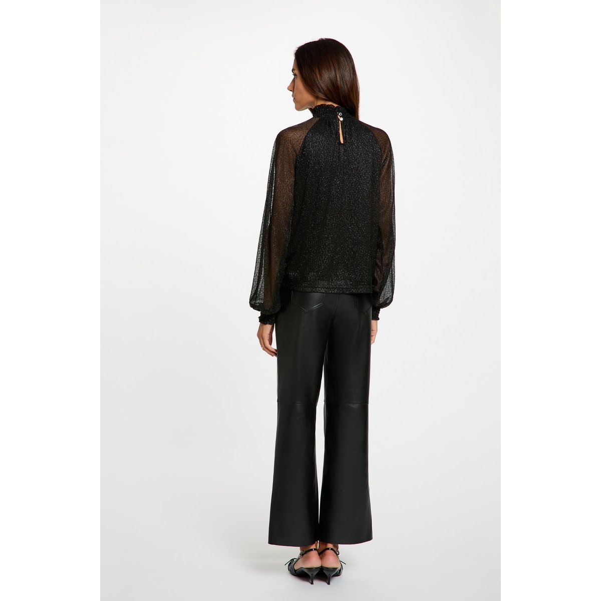 T-shirt col montant noir, MORGAN