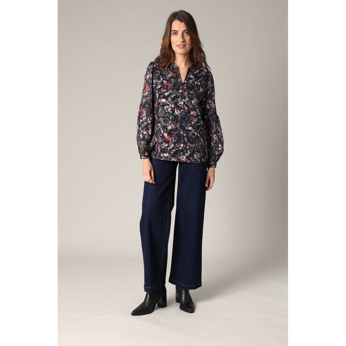 Blouse fluide à imprimé floral MANUELLA black, DEELUXE