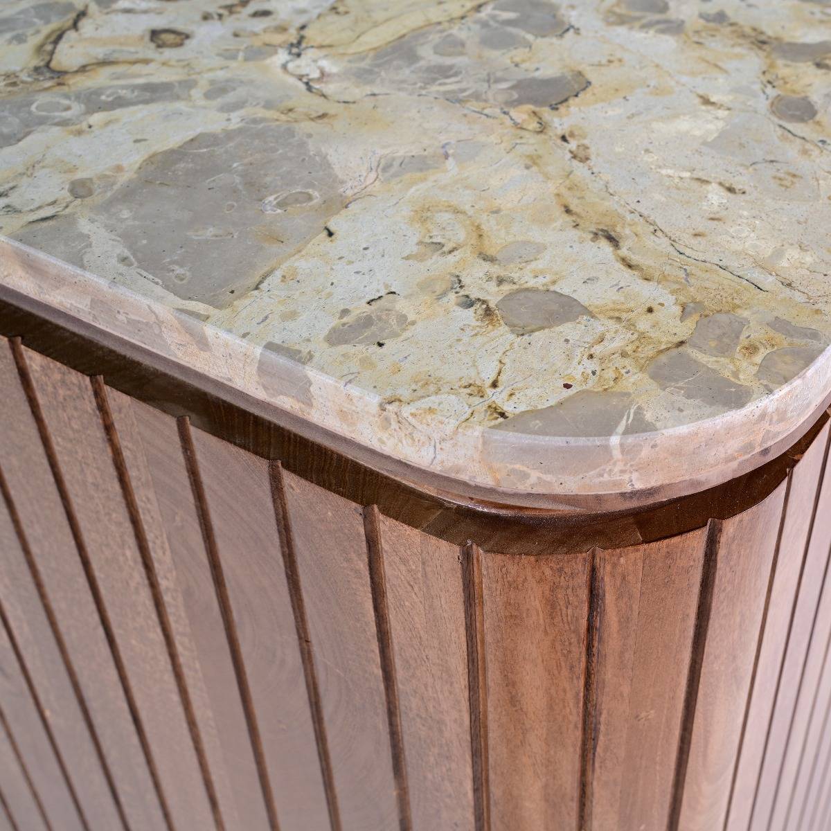 Meuble bar en bois de manguier et marbre  AMAYA bois foncé, MADE IN MEUBLES 
