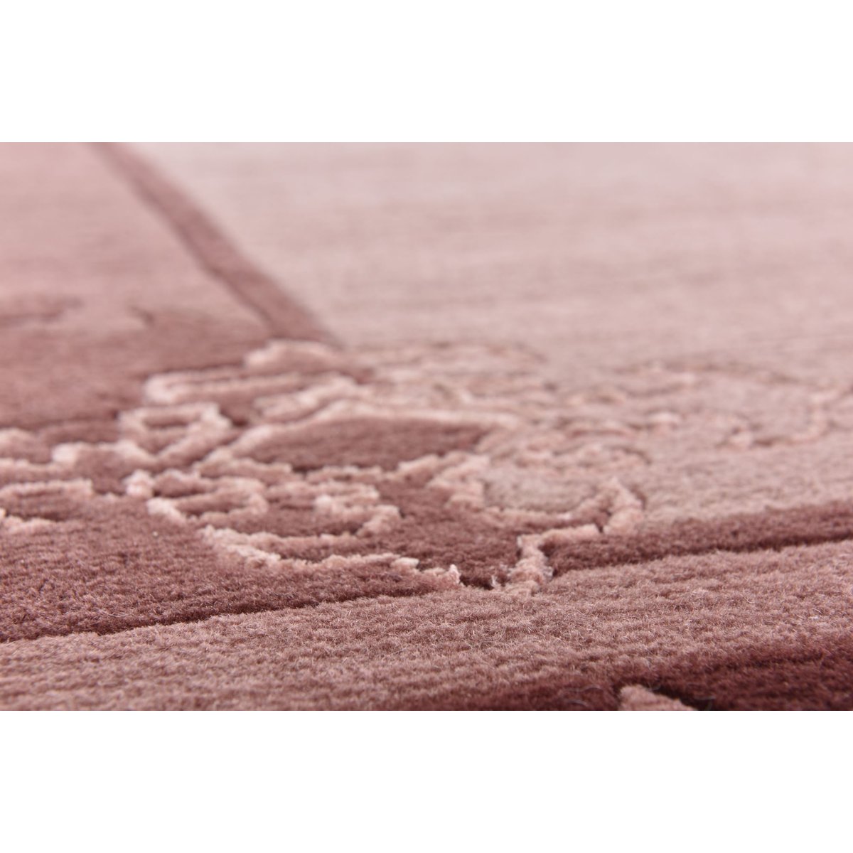 Tapis gabbeh Suli Silk noué main en laine aubergine, THEKO