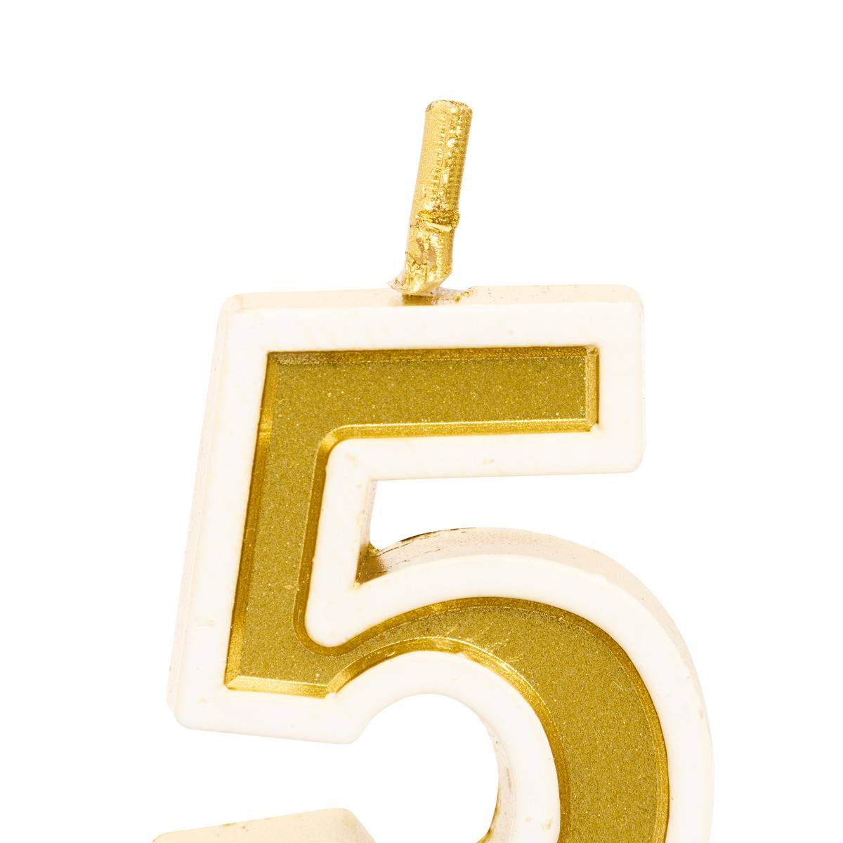 Bougie d'anniversaire Numéro 5 ANNIVERSAIRE doré, 5FIVE SIMPLY SMART