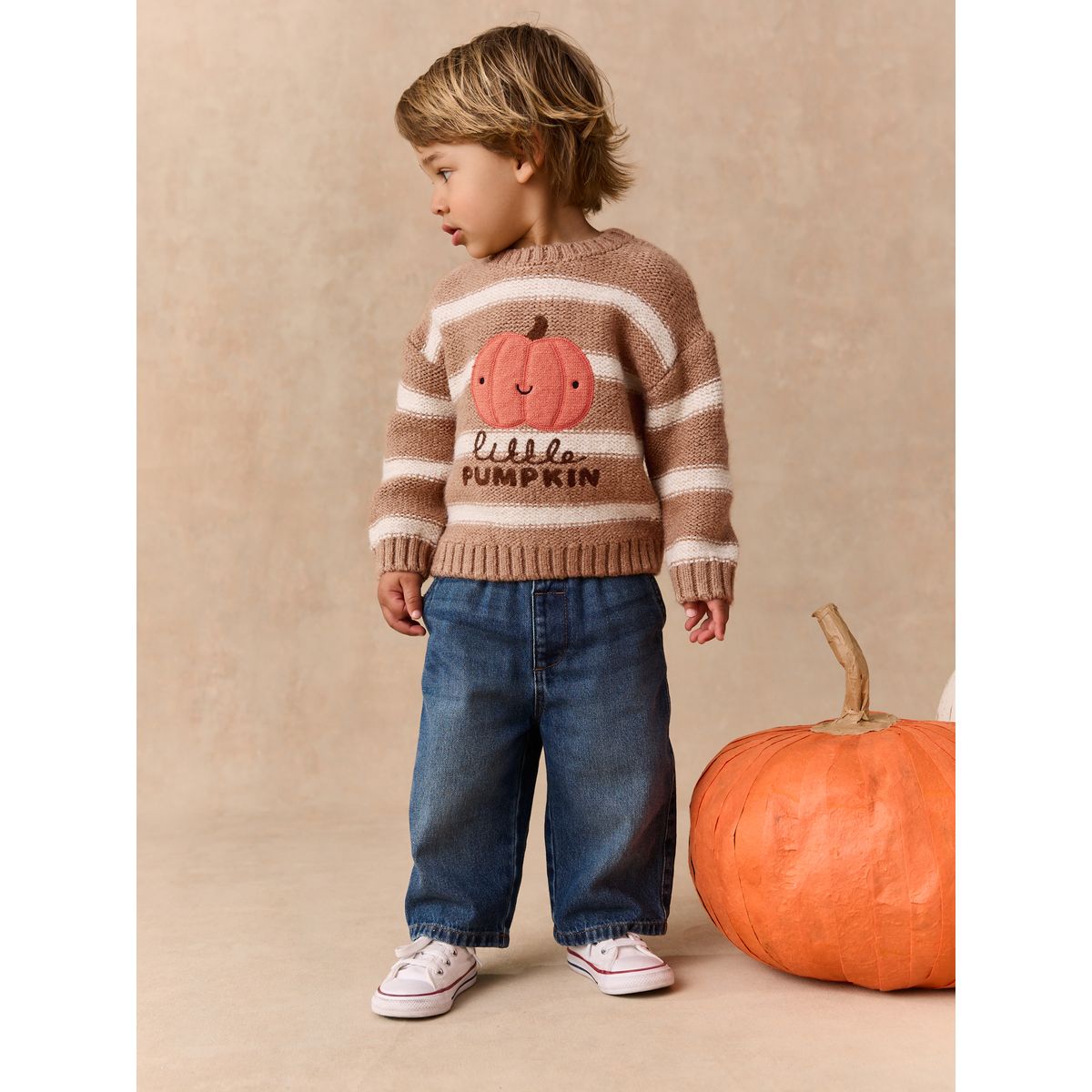 Pull ras du cou en maille halloween citrouille neutre, NEXT